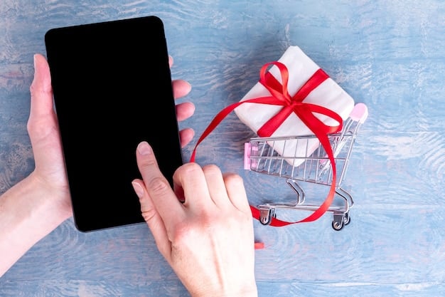 A hand holding a smartphone with the Shein app open, showcasing a shopping cart with several items and a field to enter a coupon code.