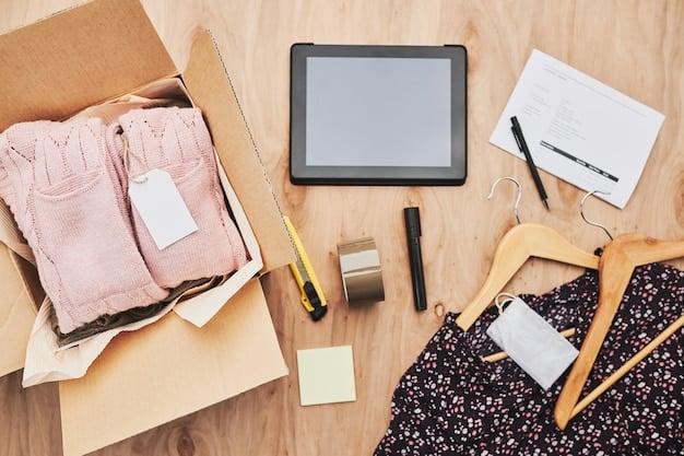 A flat lay of items from a less-than-satisfactory Shein mystery box, including ill-fitting clothes, items with visible defects, and accessories that are clearly low quality. The overall tone is slightly disheartening..
