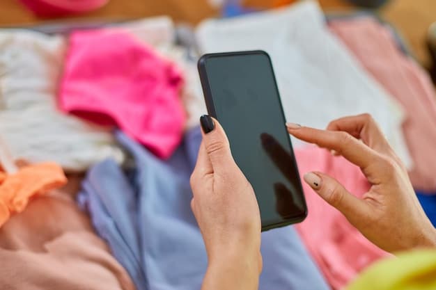 A close-up shot of a smartphone screen showcasing the Shein app. The user is swiftly tapping through the app, adding items to their cart. The interface shows various filters and sorting options being used. A sense of urgency and determination is conveyed by the user's focused expression.