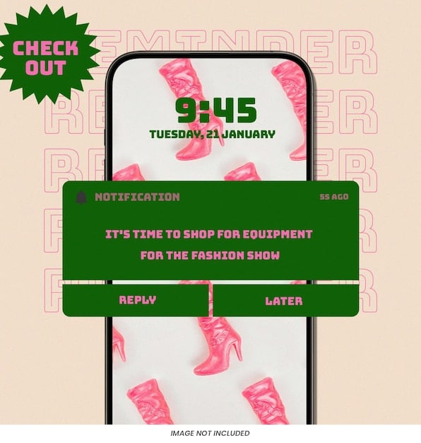 A screenshot of a mobile notification from Shein, clearly displaying a price alert for a specific item. The notification includes the item's name, the original price, and the new, discounted price, along with the Shein logo and a call to action to 