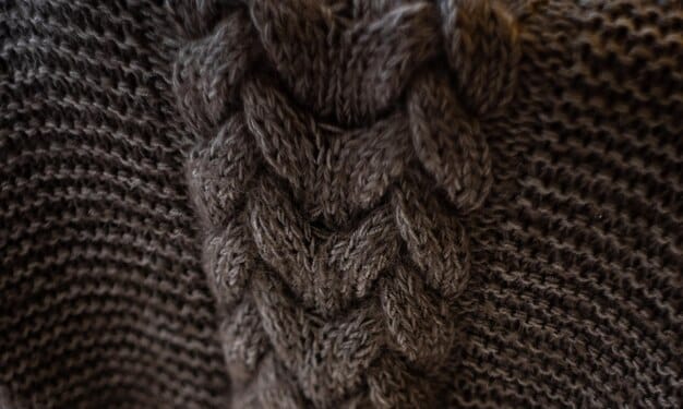 Close-up shot of various textural fabrics such as corduroy, velvet, cable knit, and tweed, showcasing their unique patterns and feels.