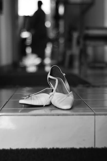 A close-up shot of sleek silver ballet flats on a cobblestone street, with a blurred background of people walking by. The focus is on the reflective quality of the metallic material and the clean, minimalist design of the flats.