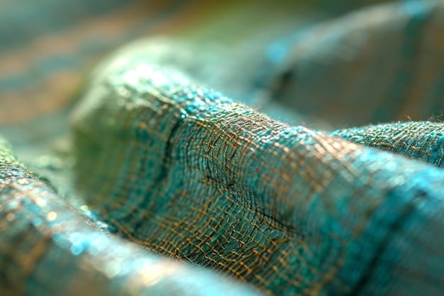 A close-up shot of a flowing silk garment in a rich teal color, with subtle chartreuse accents in the stitching or a small accessory, highlighting the luxurious texture.