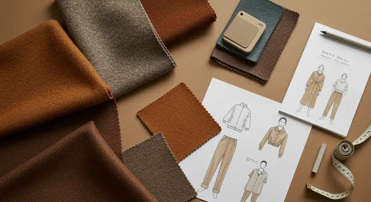 Sustainable fabrics and innovative textiles for Fall 2026 fashion trends, including recycled wool and vegan leather samples.