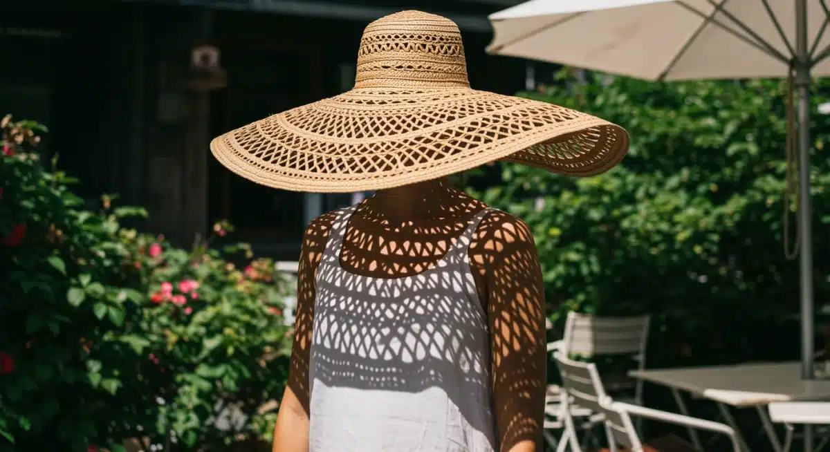 Fashionable individual wearing oversized woven hat, a defining summer 2026 accessory