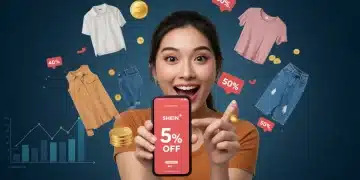 Woman optimizing Shein discounts on smartphone for 2026 savings