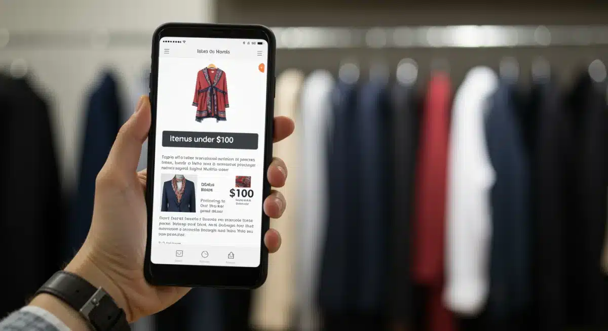 Shopping app displaying affordable clothing items under 0