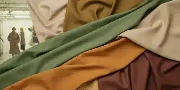 Sustainable fabrics collage with organic cotton, hemp, and recycled materials