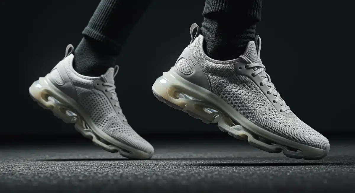 Close-up of innovative Spring 2026 sneakers with advanced cushioning.