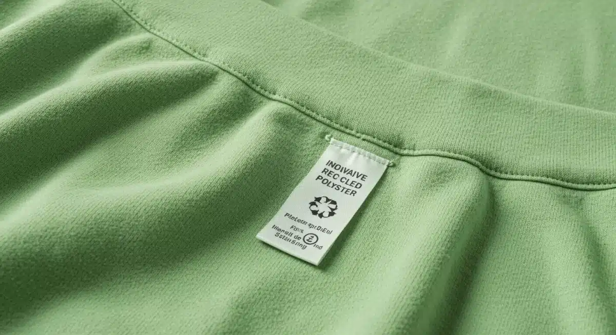 Close-up of innovative recycled polyester fabric, showcasing sustainable material quality.
