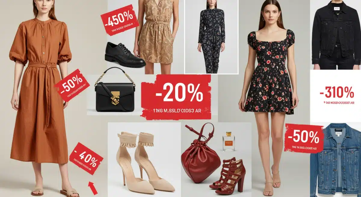 Fashion items with digital discount codes and promotions