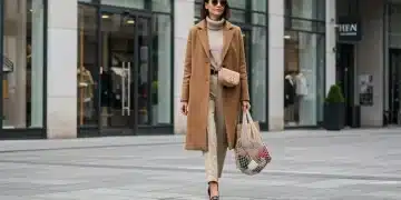 Woman in stylish, versatile outfit, smart shopping for 2026 fashion trends.