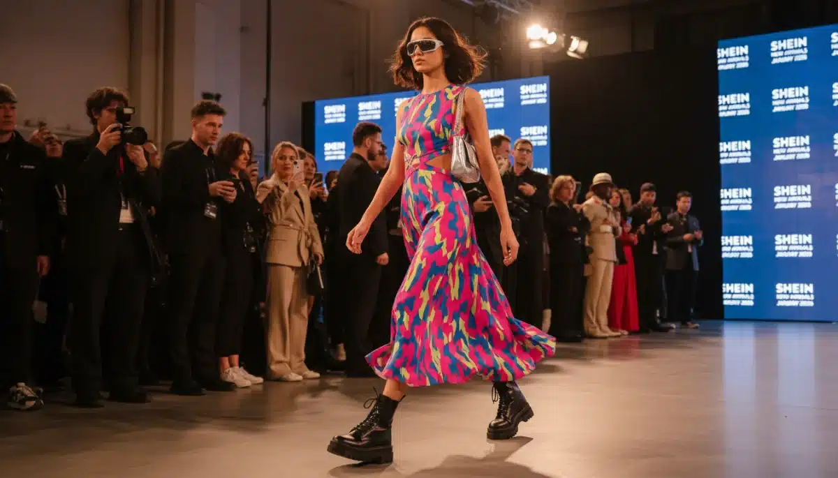 Vibrant patterned midi dress with cut-outs, a Shein January 2026 trend