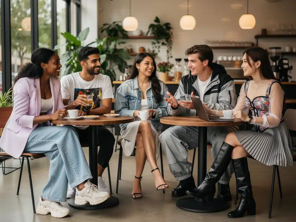 Group of young adults showcasing versatile 2026 Shein new arrivals at a cafe.