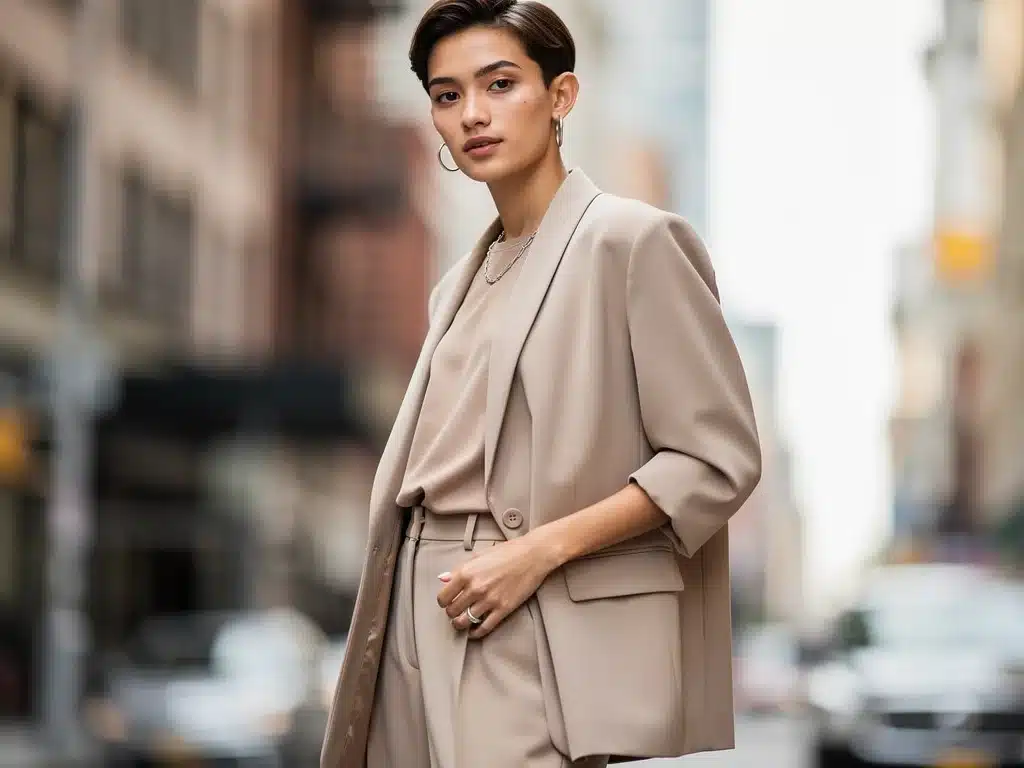 Gender-neutral oversized blazer and relaxed fit trousers from Shein