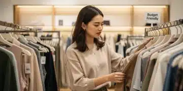 Woman making smart choices while shopping for Shein new arrivals, focused on financial savings.