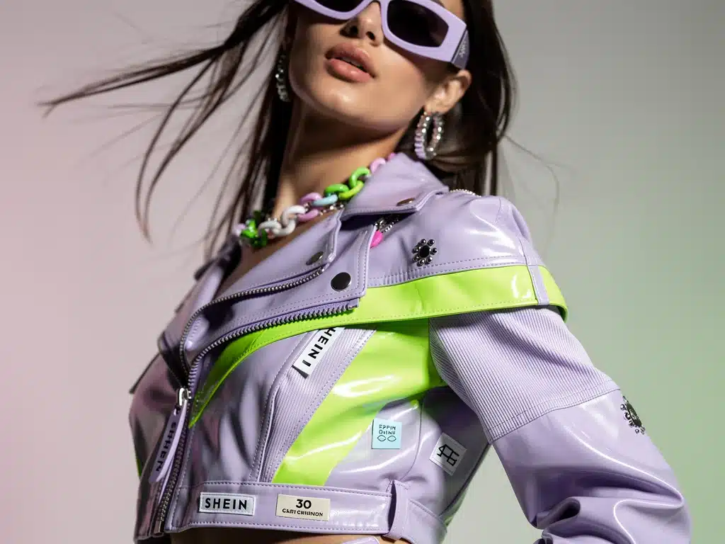 Model showcasing a distinctly seasonal Shein 2026 new arrival outfit with bold prints and trending colors