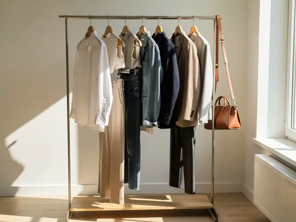 Curated wardrobe with versatile clothing items, reflecting smart fashion investments and reduced spending on Shein new arrivals.