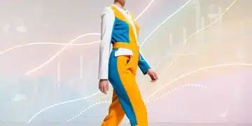 Model in vibrant, innovative outfit from 2026 Spring Summer Collection, symbolizing evolving fashion trends and consumer spending.