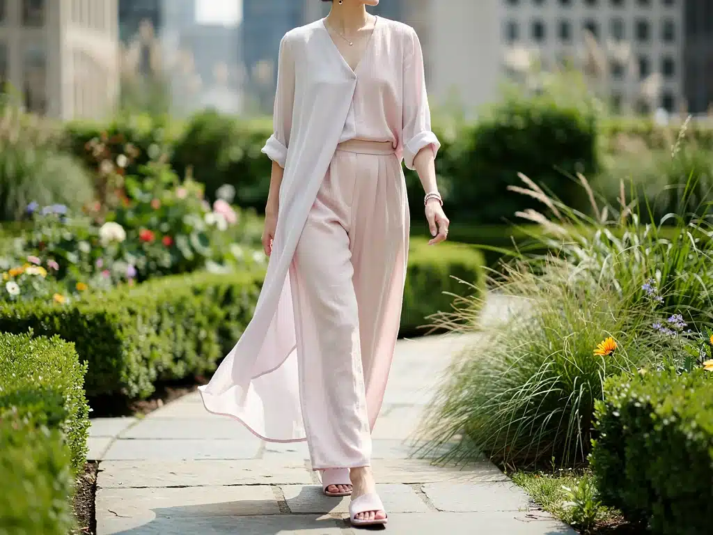 Person in soft pastel monochromatic outfit, representing Summer Styling 2026 minimalism.