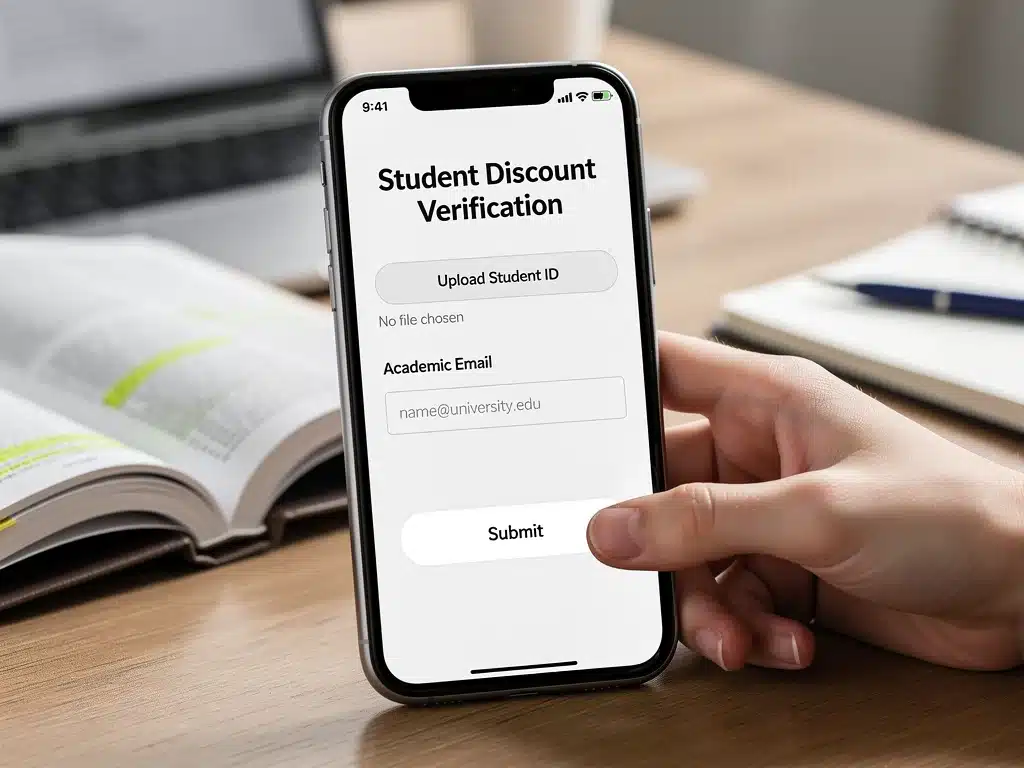 Shein student discount verification portal on a smartphone